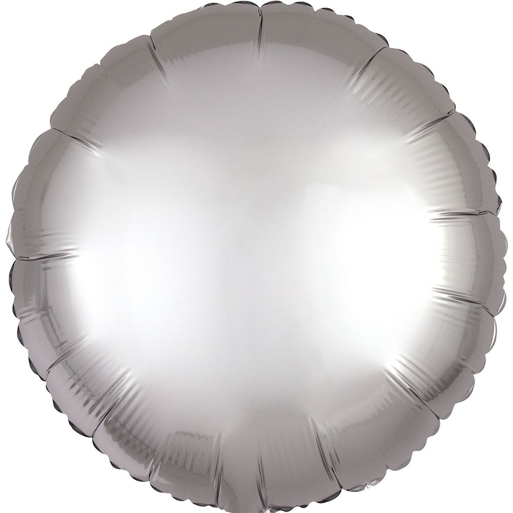 Фольгированный шар круг сатин серый