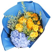 Blue and yellow bouquet