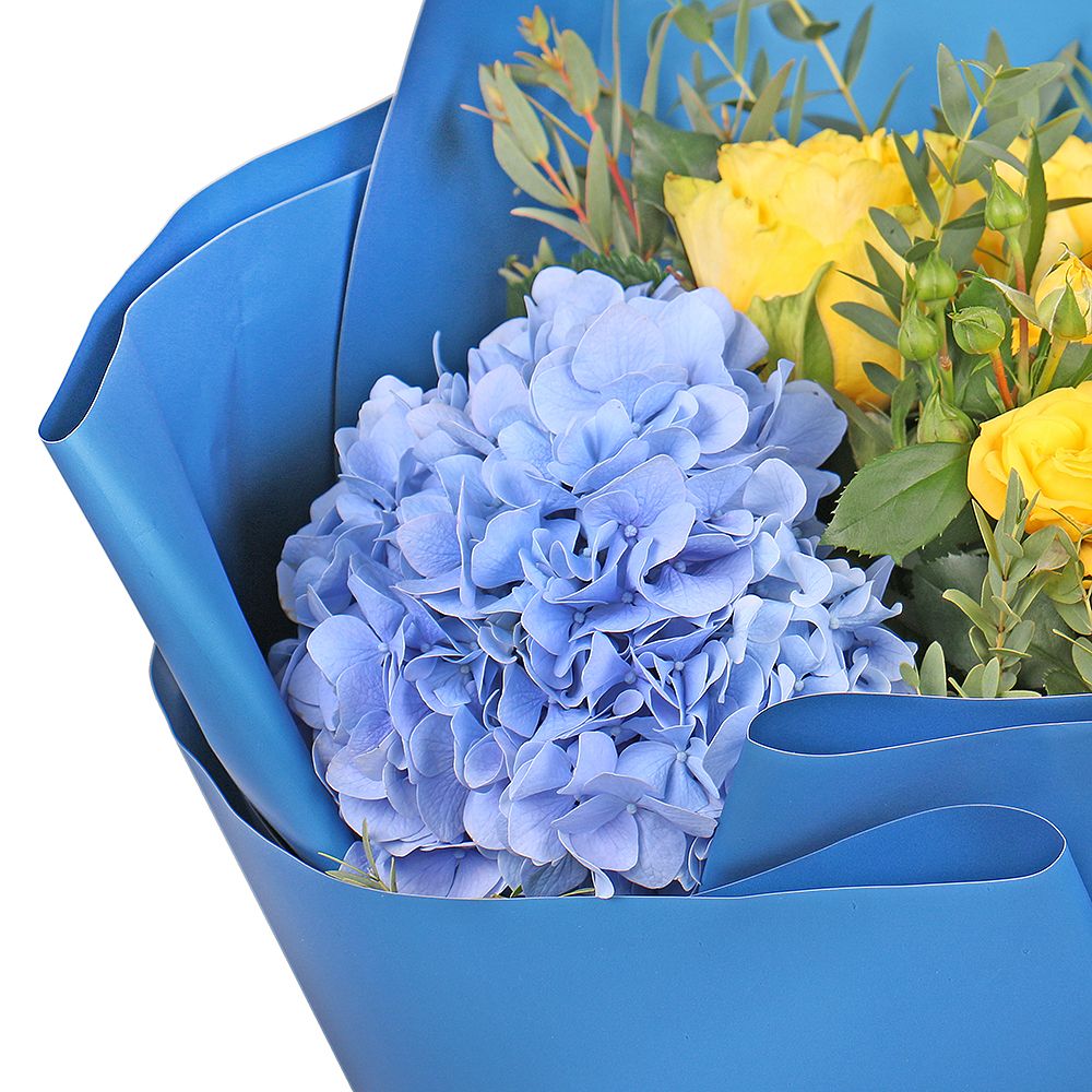 Blue and yellow bouquet 127 $