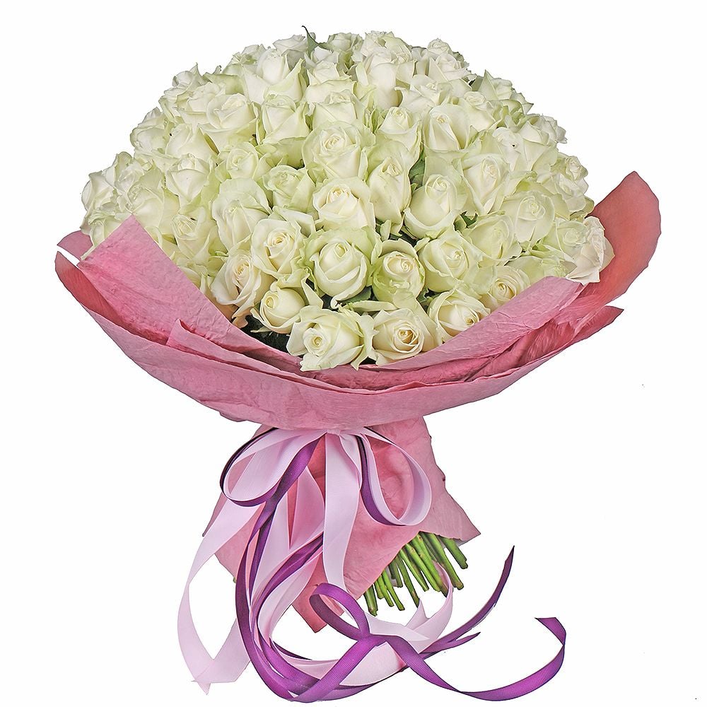 Букет 101 белая роза Вирджиния-Бич