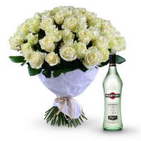 101 белая роза + Martini Bianco Гомель