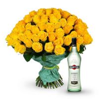 101 yellow roses + Martini Bianco