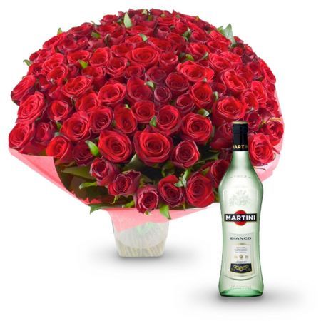 101 красная роза + Martini Bianco Лейтрон