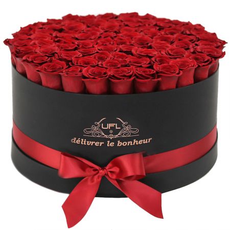 101 красная роза в коробке Бель Эйр