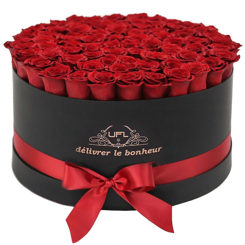 101 красная роза в коробке Борисполь