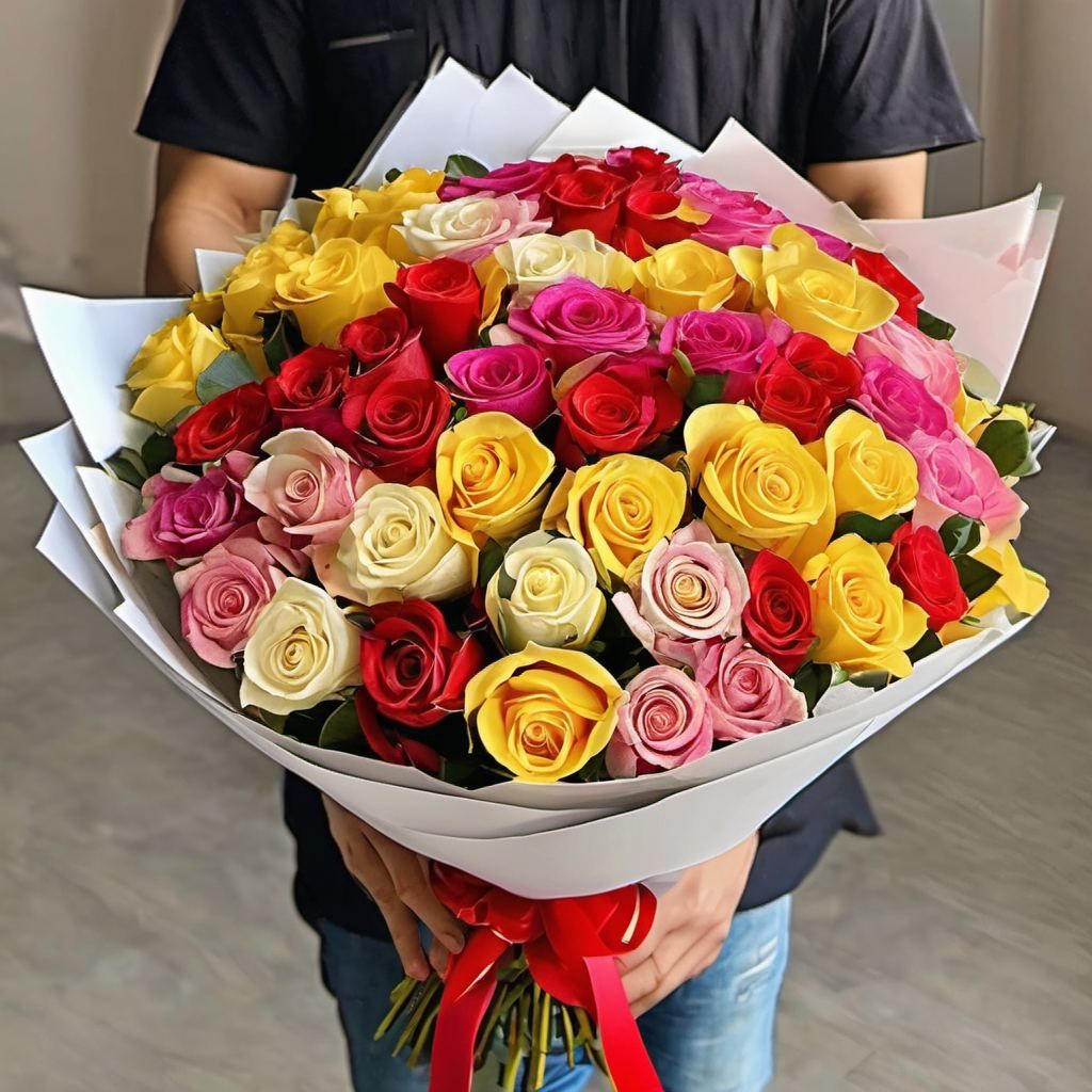 101 разноцветная роза Краков