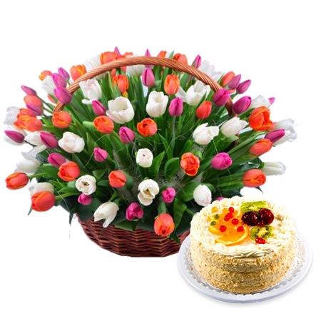 101 tulips + cake as a gift 101 tulips + cake as a gift