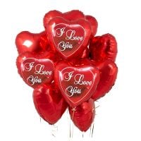 15 red heart balloons Lavagna