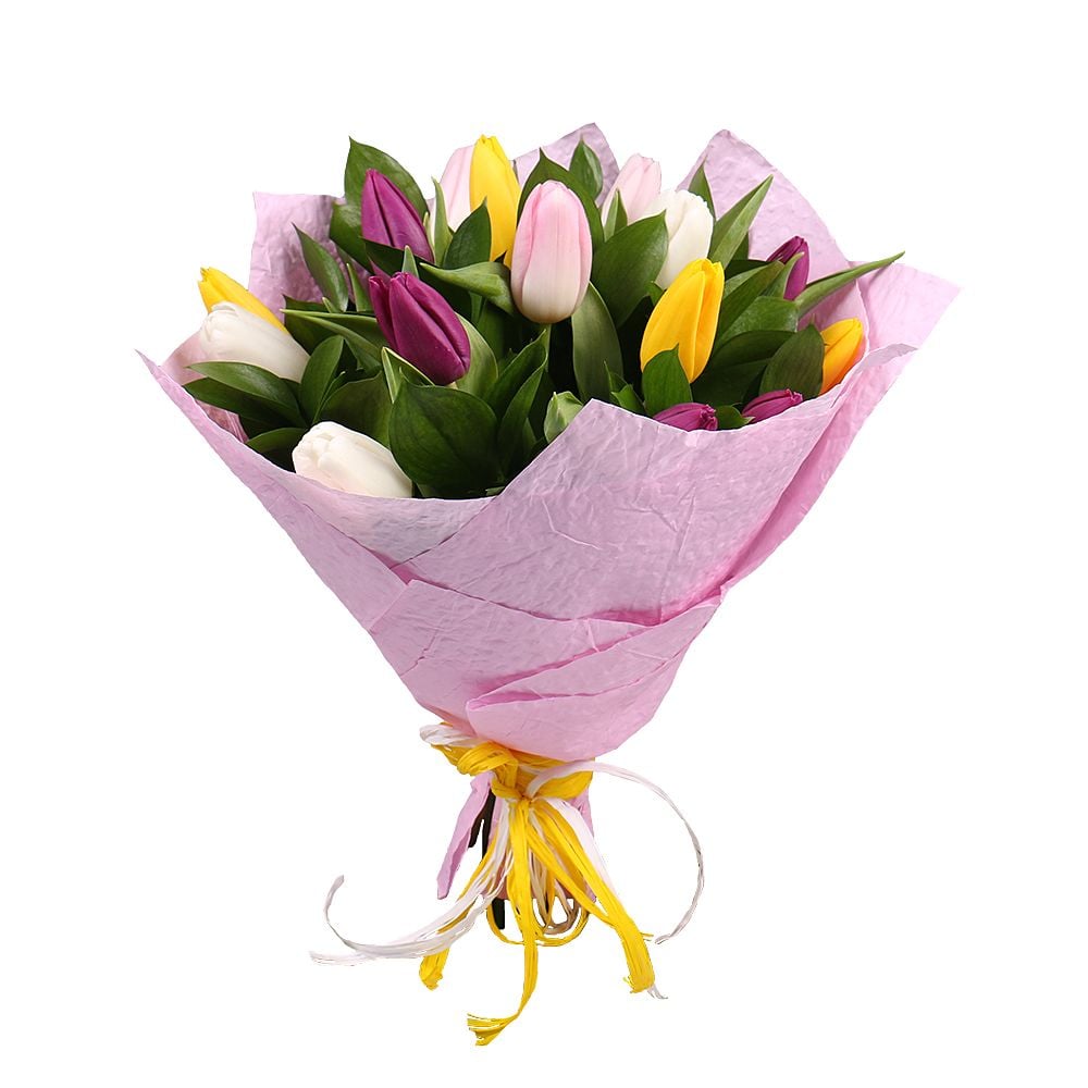 15 разноцветных тюльпанов Мирабелла