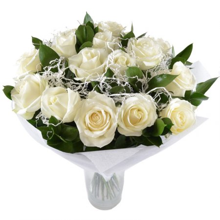 15 белых роз Белоснежка Кросбис