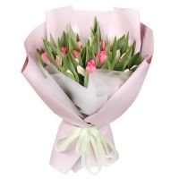 25 белых и розовых тюльпанов Кориа
