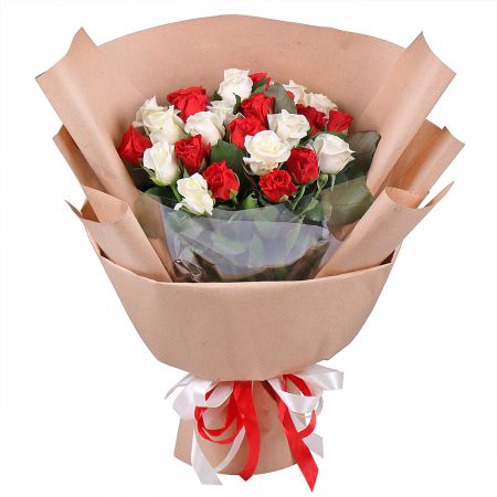 25 red and white roses New Jersey