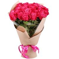 25 hot pink roses