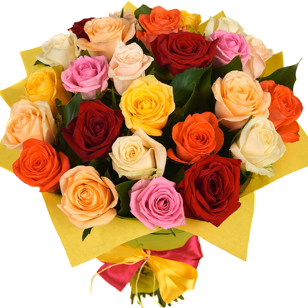 25 разноцветных роз Эксетер