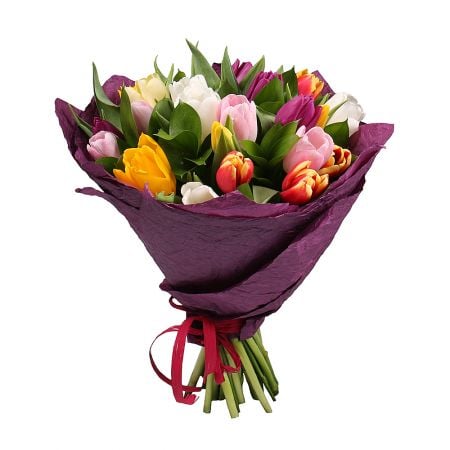 25 разноцветных тюльпанов Донецк