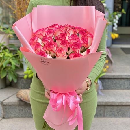 25 розовых роз Полонное