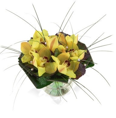 Весільний букет з жовтих орхидей