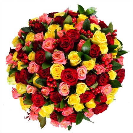 101 multicolored roses