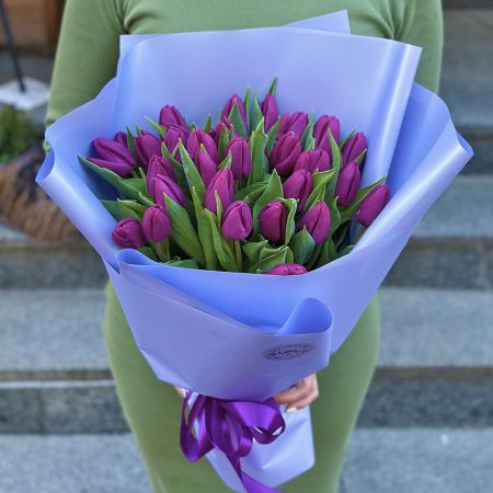 29 фиолетовых тюльпанов