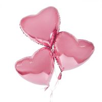 3 розовых фольгированных сердца