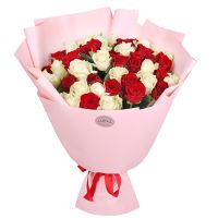 51 red and white roses