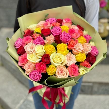 51 разноцветная роза Киев