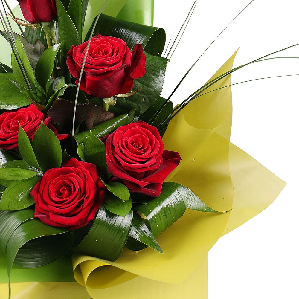 5 red roses + Raffaello