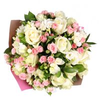 Букет квітів Біло-рожевий Алжир