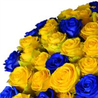 Букет 101 жовто-синя троянда