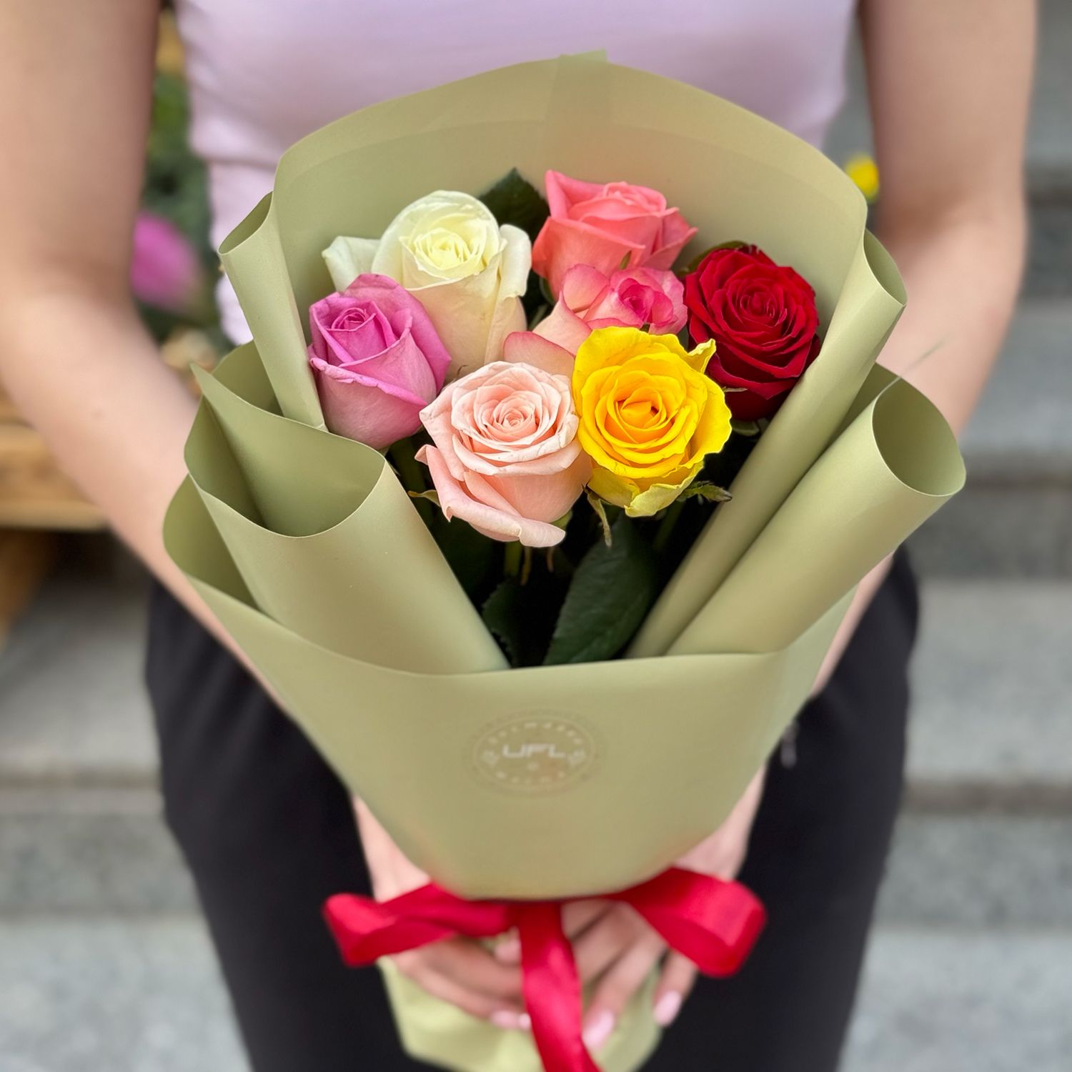 7 multi color roses 36 $