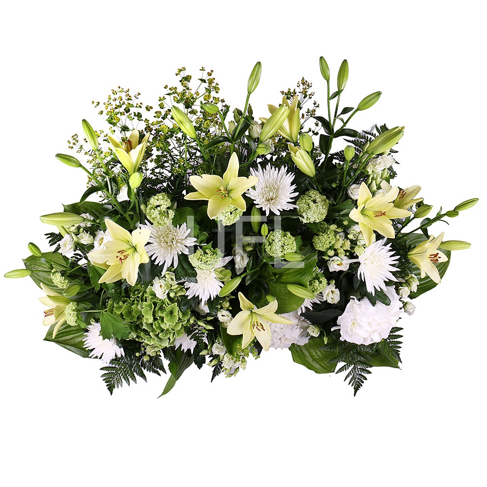 Basket of white flowers