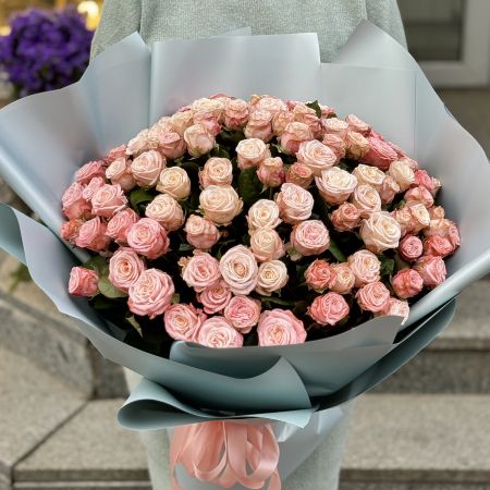 Акція! 101 рожева троянда 40 см Кілінг-Ниммє