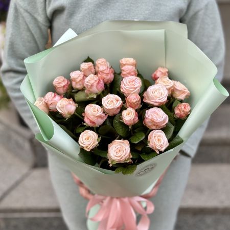 Акція! 25 рожевих троянд 40 см Партеніт
