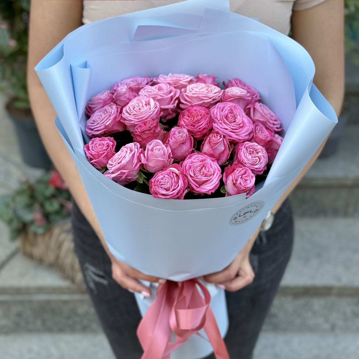 Promo! 25 hot pink roses 40 cm 0 $