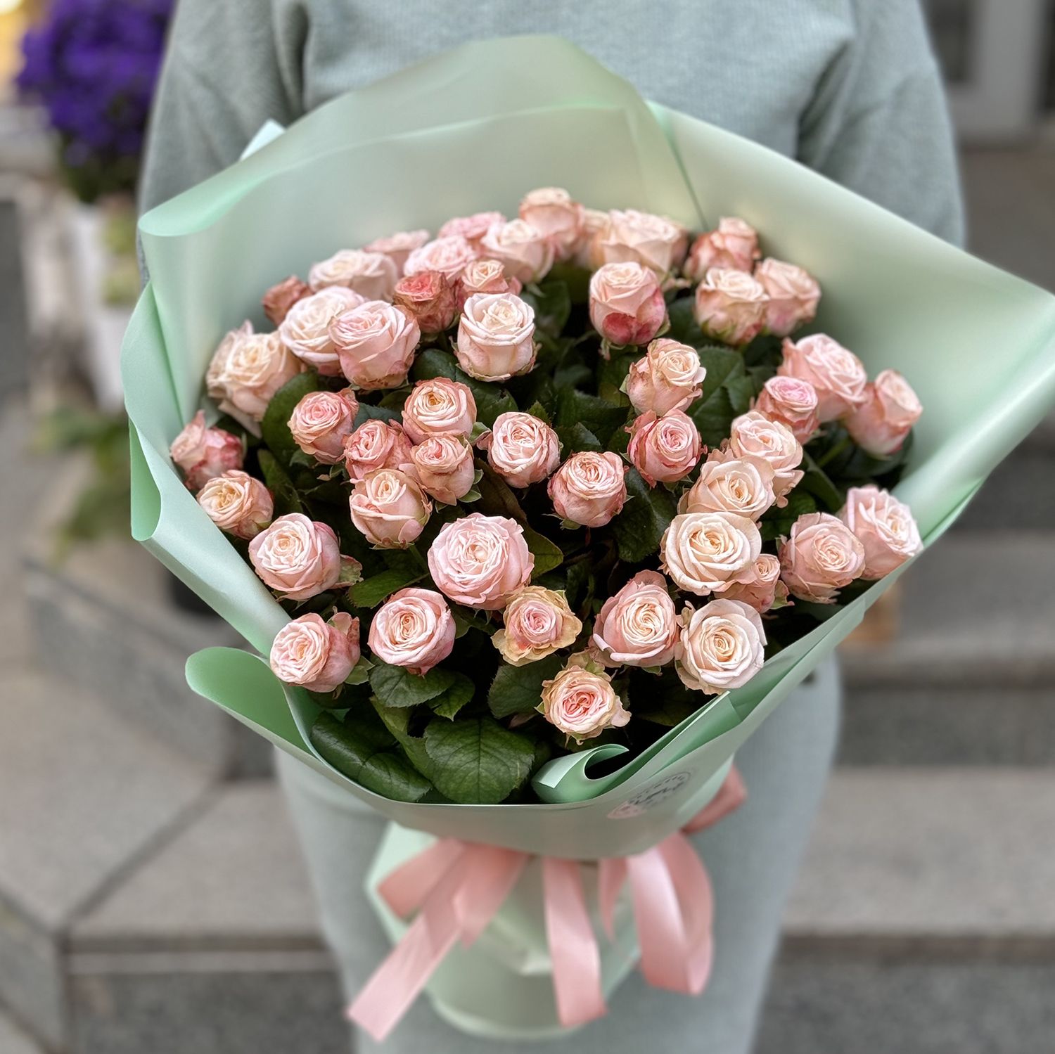 Promo! 51 pink roses 40 cm 0 грн
