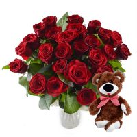 Promo! Ruby bouquet + teddy bear for free!!!  