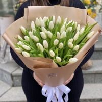 Белые тюльпаны (51 шт) Рочдейл