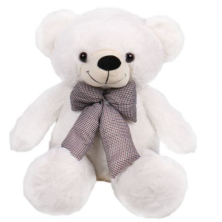 White teddy with a bow 60 cm Mangush