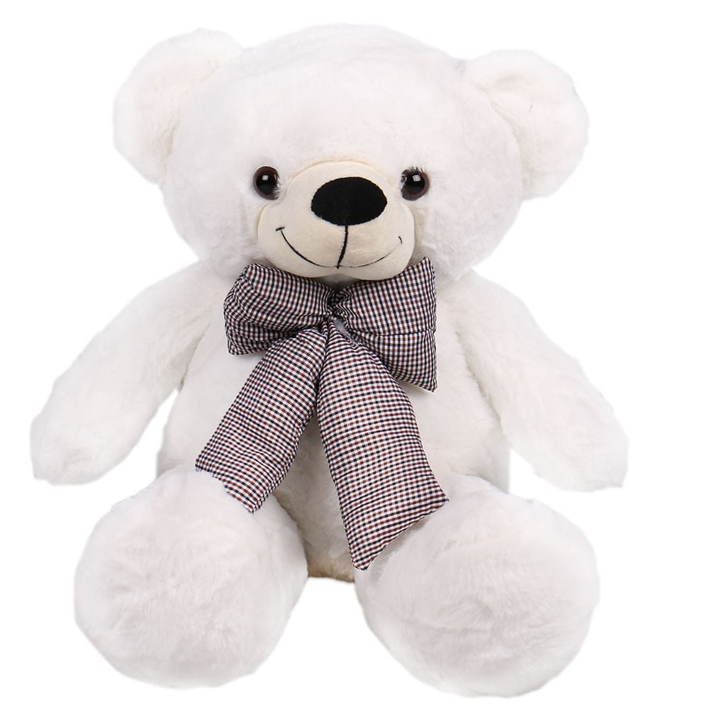 White teddy with a bow 60 cm Vishnevoe