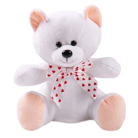 White teddy with hearts Brook