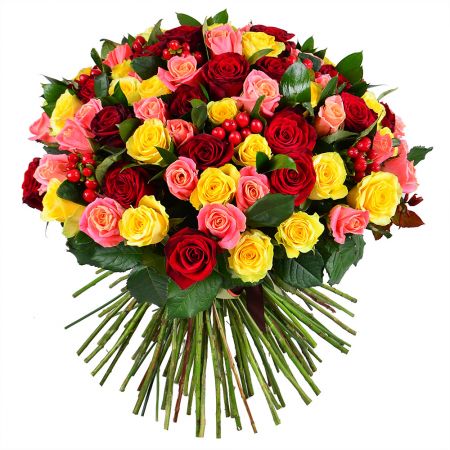 100 разноцветных роз Мангуш