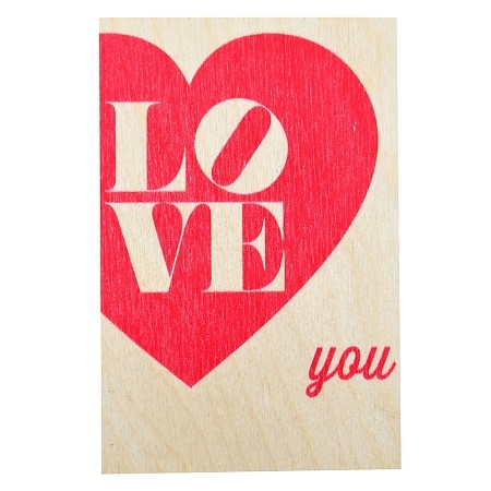 Деревянная открытка LOVE YOU