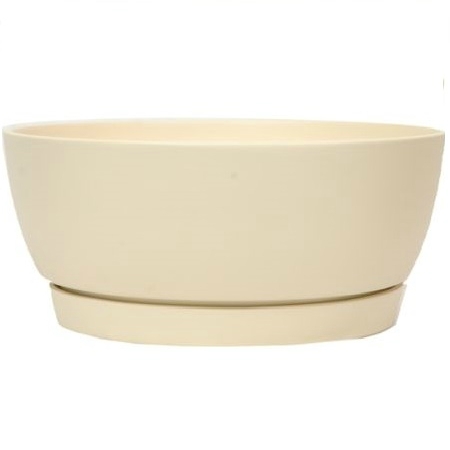 Cream ceramic pot-saucer