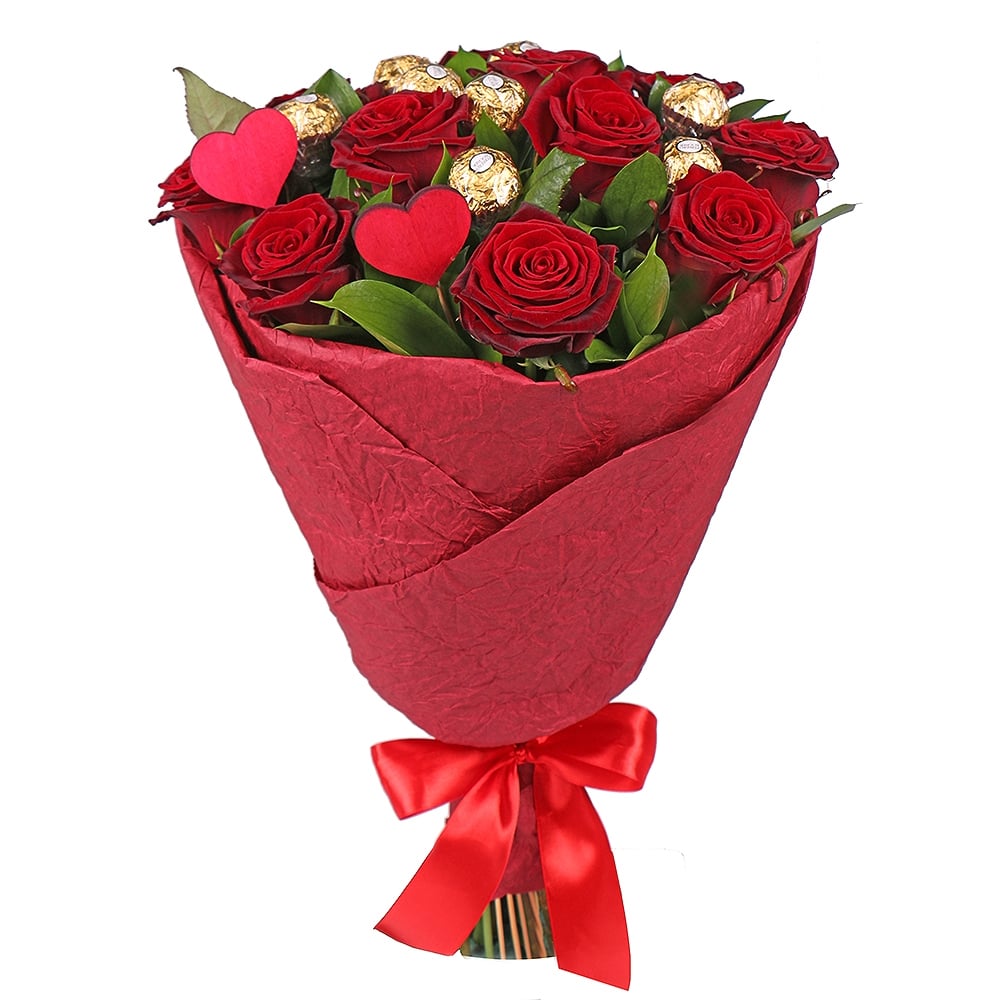 Букет роз с Днем Рождения 11 бордовых роз Лэйк Хавасу