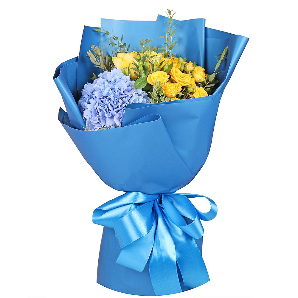 Blue and yellow bouquet 127 $