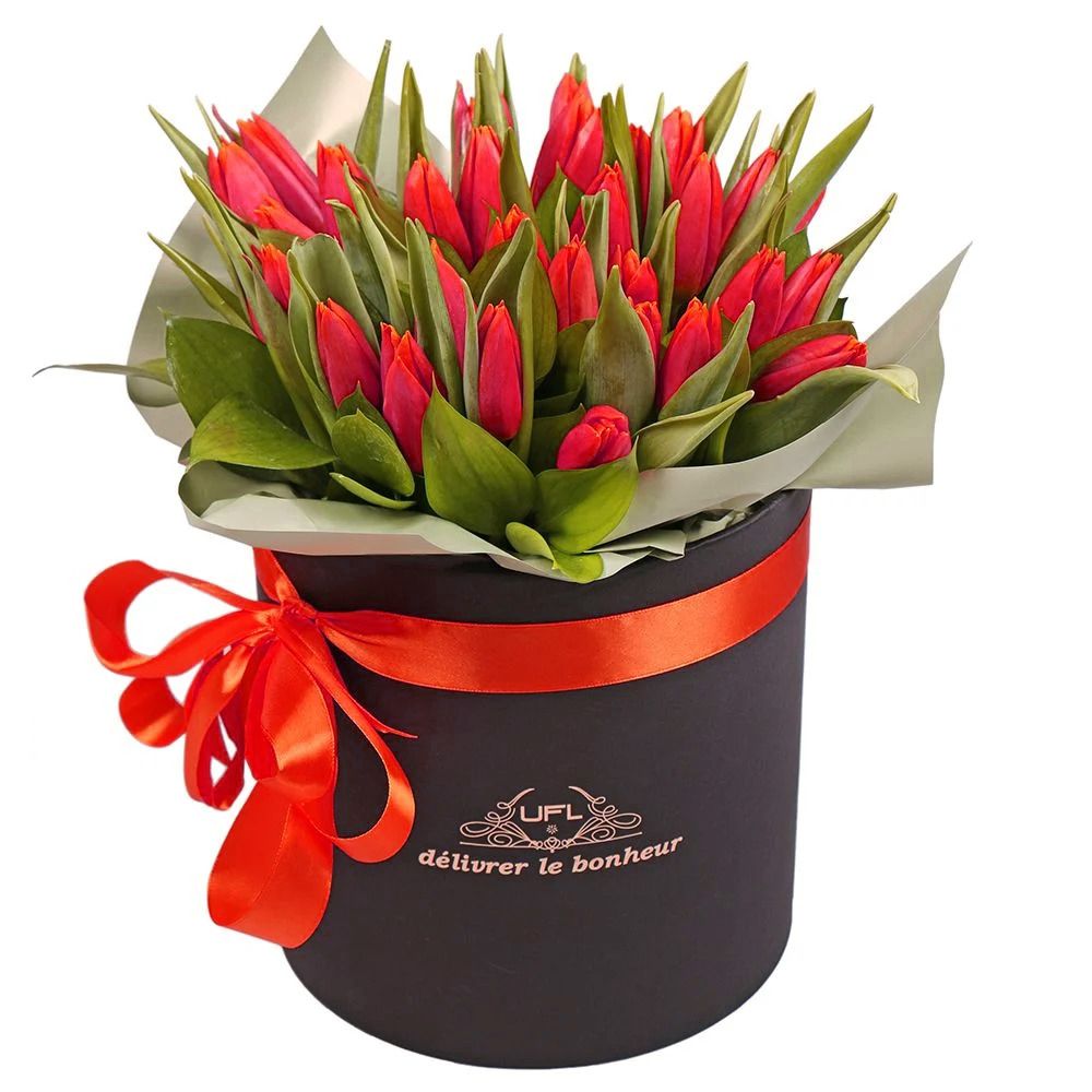 Box with tulips
