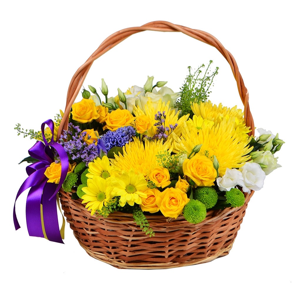 Basket of sunny flowers