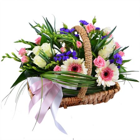 Flower basket with ribbon Kremenchug