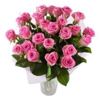 25 розовых роз Малиновый Никополь (Украина)