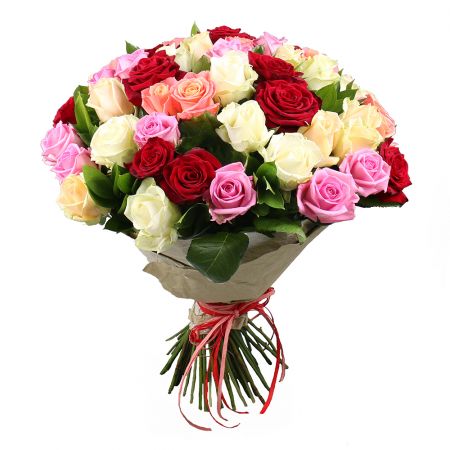 Multicolored roses (51 pcs) Nikolaev